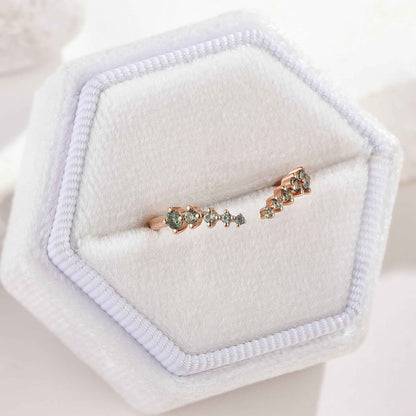 Custom Order For Natural Green Sapphire Ring Open Wedding Band