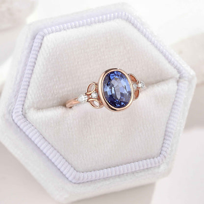 Dainty Oval Cut Blue Sapphire Engagement Ring