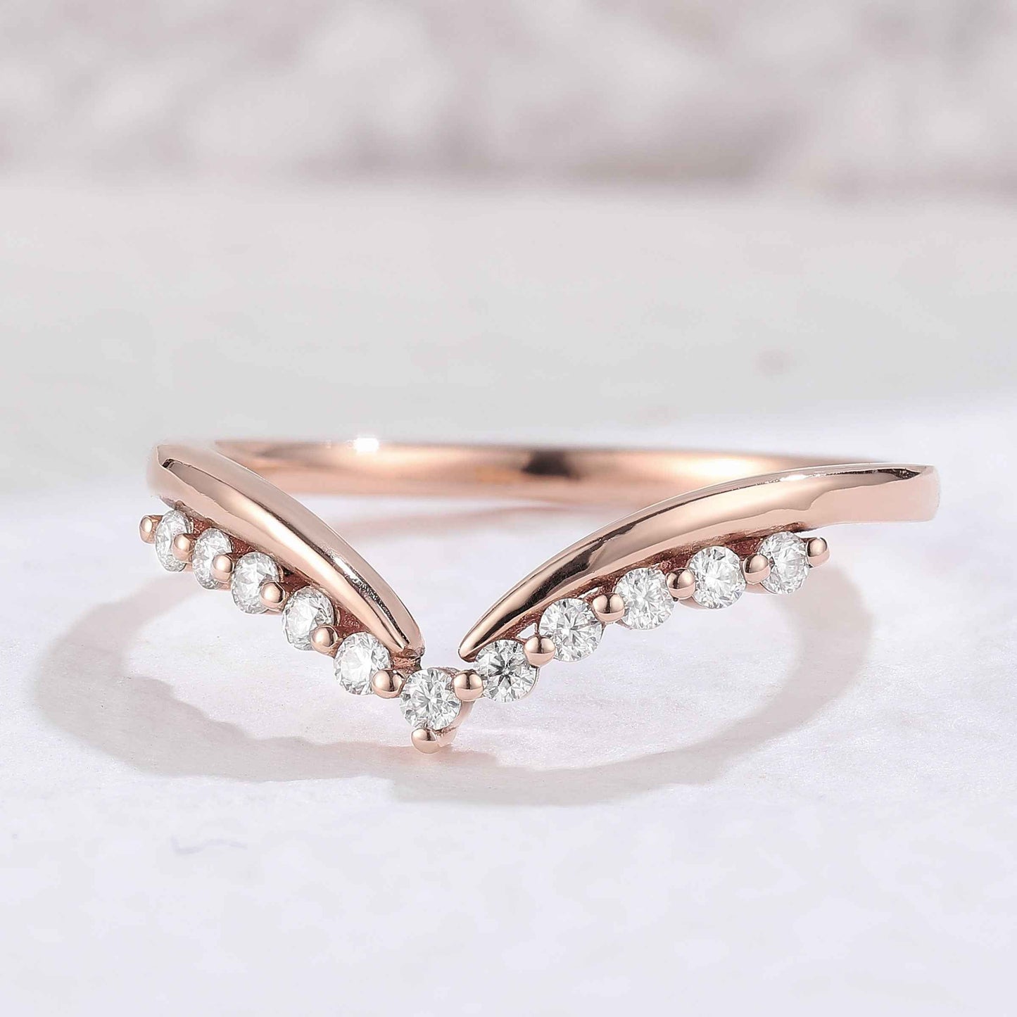 Classic Curve Round Moissanite Silver Stacking Ring