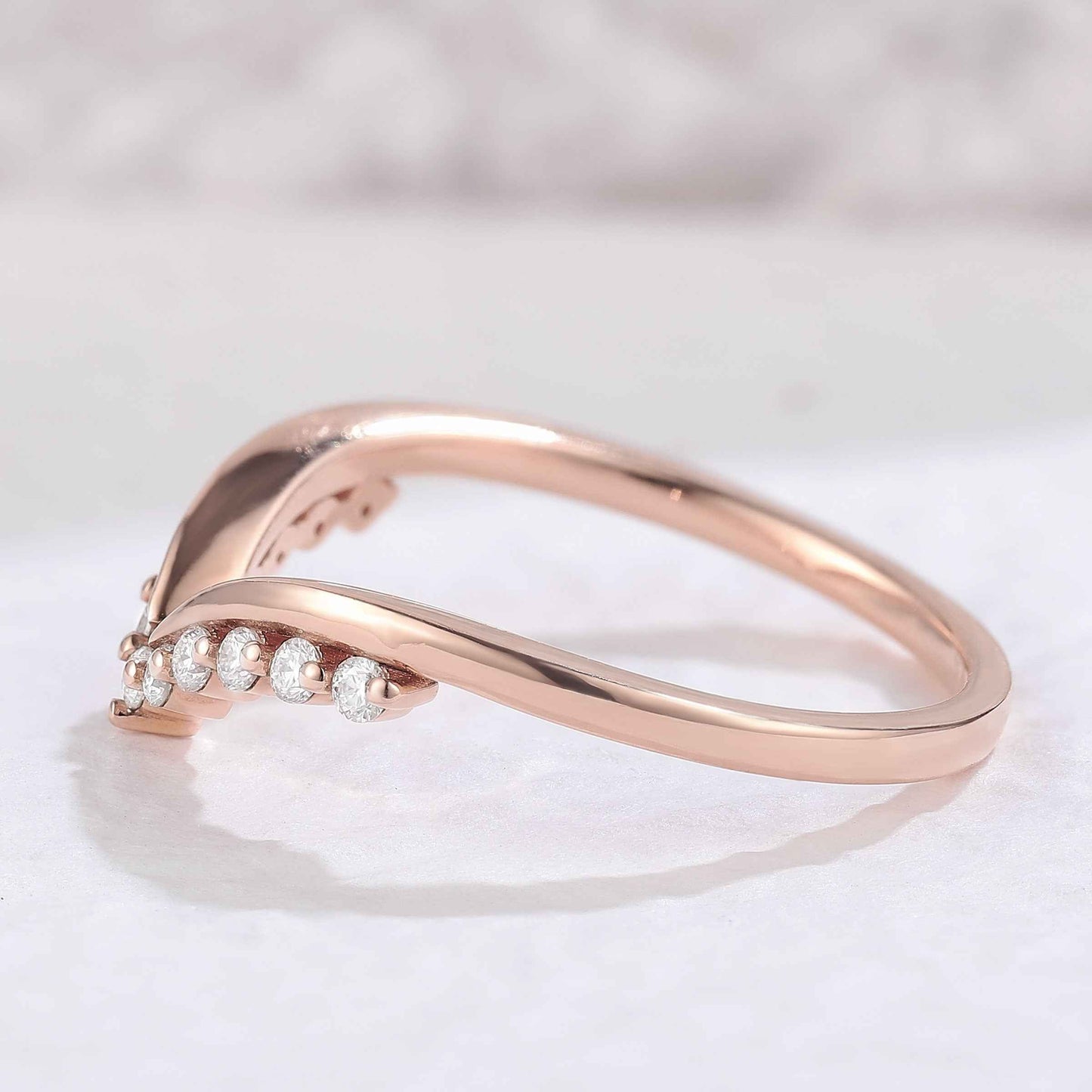 Classic Curve Round Moissanite Silver Stacking Ring