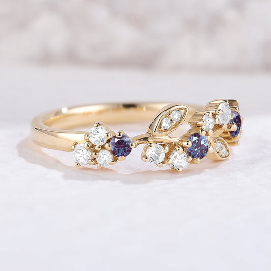 Nature Inspired Round Alexandrite Filigree Gemstone Ring