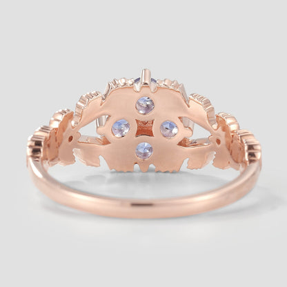 Nature Inspired Lab Cornflower Leaf Engagement Ring