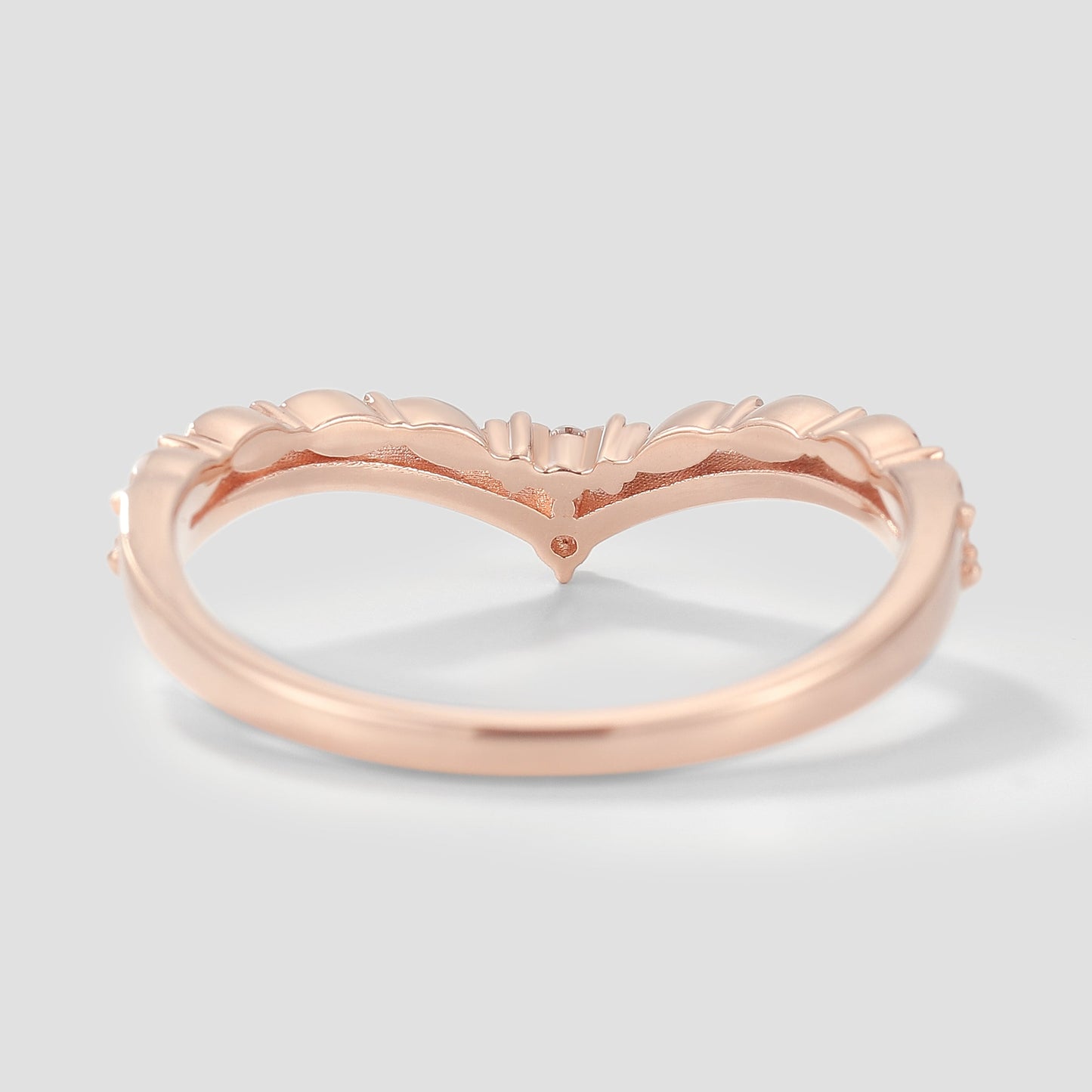 Curved V Shaped Moissanite Stackable Wedding Band