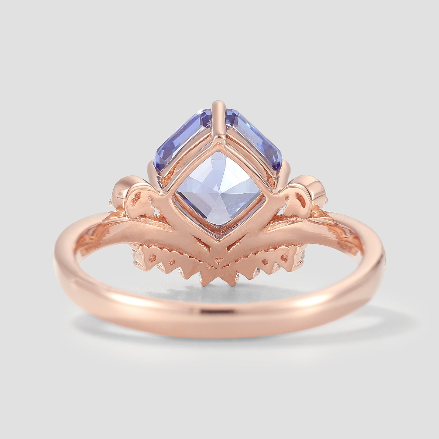 Cushion Cut Lab Cornflower Sapphire Engagement Ring