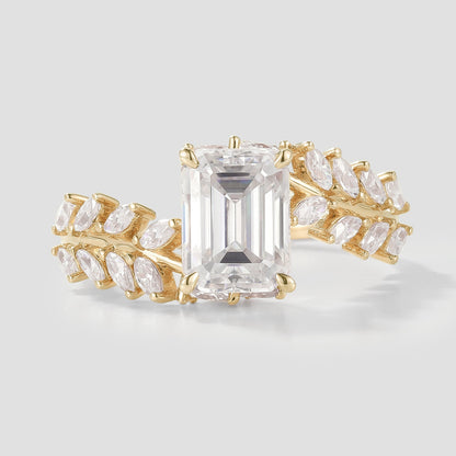 Nature Inspired Leaf Branch Moissanite Engagement Ring