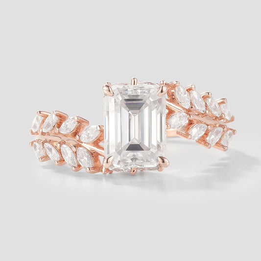Nature Inspired Leaf Branch Moissanite Engagement Ring
