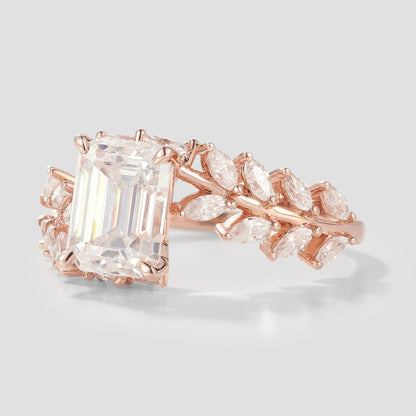 Nature Inspired Leaf Branch Moissanite Engagement Ring