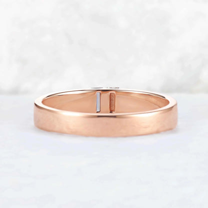 Mens Two Stones Wedding Band with Baguette Cut Alexandrite Inlay