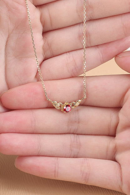 Natural Inspired Round Cut Ruby Flora Necklace