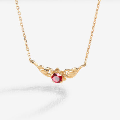 Natural Inspired Round Cut Ruby Flora Necklace