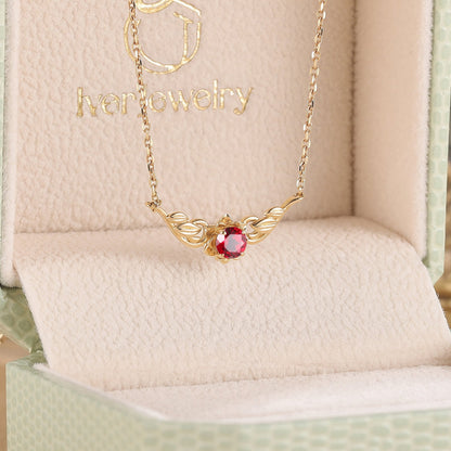 Natural Inspired Round Cut Ruby Flora Necklace