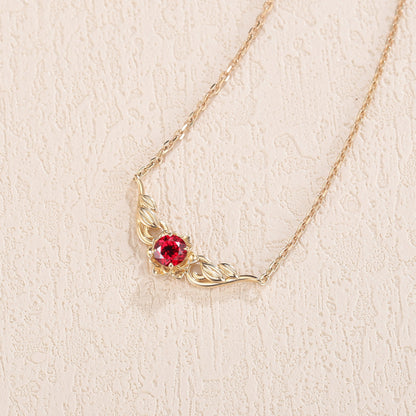 Natural Inspired Round Cut Ruby Flora Necklace