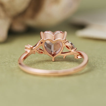 Nature Heart Cut Pink Sapphire Gemstone Ring