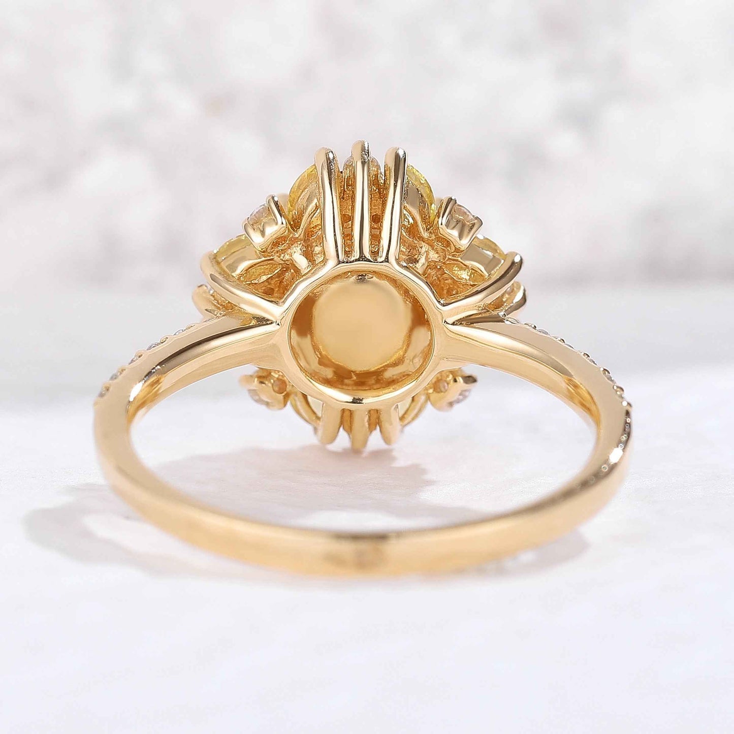 Nature Inspired Pearl and Citrine Half Enternityn Gemstone Ring