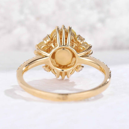Nature Inspired Pearl and Citrine Half Enternityn Gemstone Ring