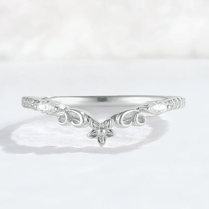 Nature Flora Marquise Cut Moissanite 14k Yellow Gold Wedding Ring