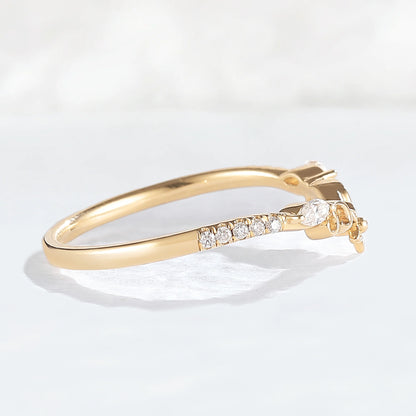 Nature Flora Marquise Cut Moissanite 14k Yellow Gold Wedding Ring