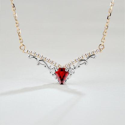 Nature Inspired Coffin Cut Garnet Necklace Halloween Jewelry