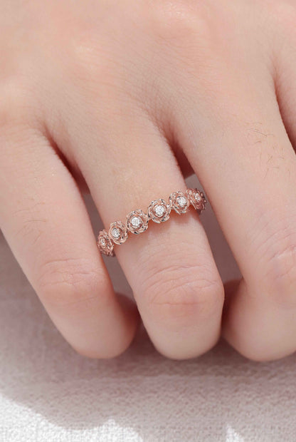 Nature Inspired Floral Silver Gemstone Ring