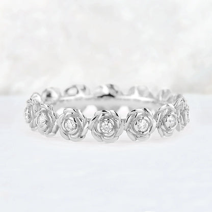 Nature Inspired Floral Silver Gemstone Ring