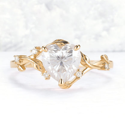 Nature Inspired Heart Cut Moissanite Gemstone Ring