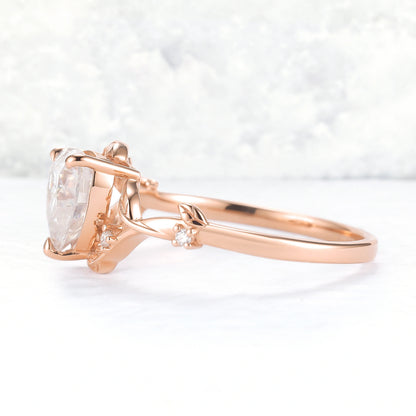 Nature Inspired Heart Cut Moissanite Gemstone Ring