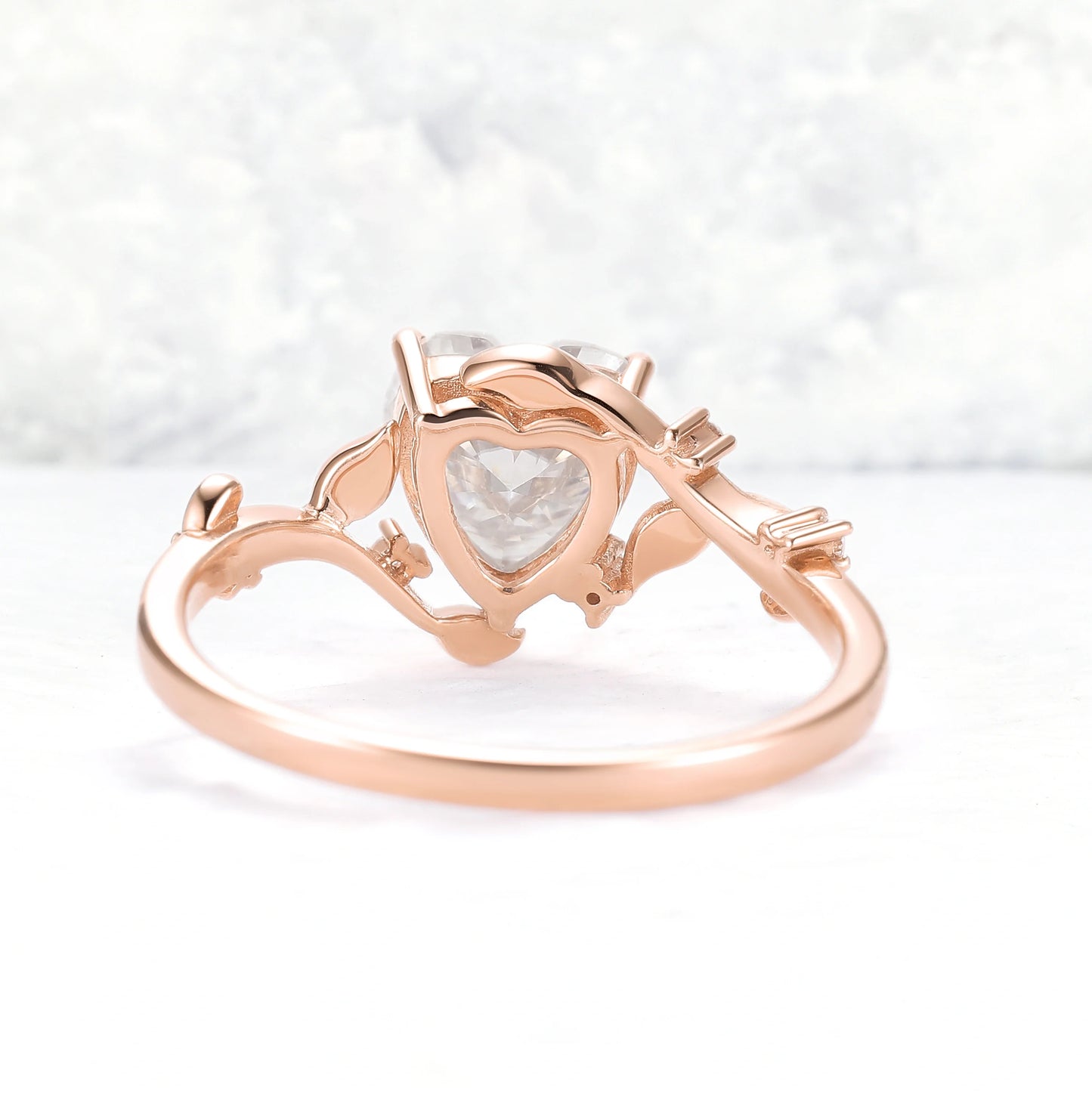 Nature Inspired Heart Cut Moissanite Gemstone Ring