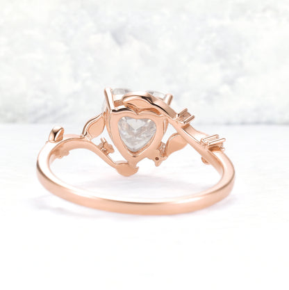 Nature Inspired Heart Cut Moissanite Gemstone Ring