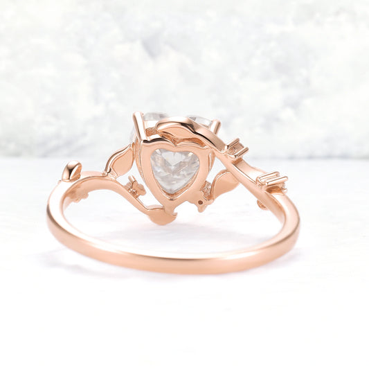 Nature Inspired Heart Cut Moissanite Gemstone Ring