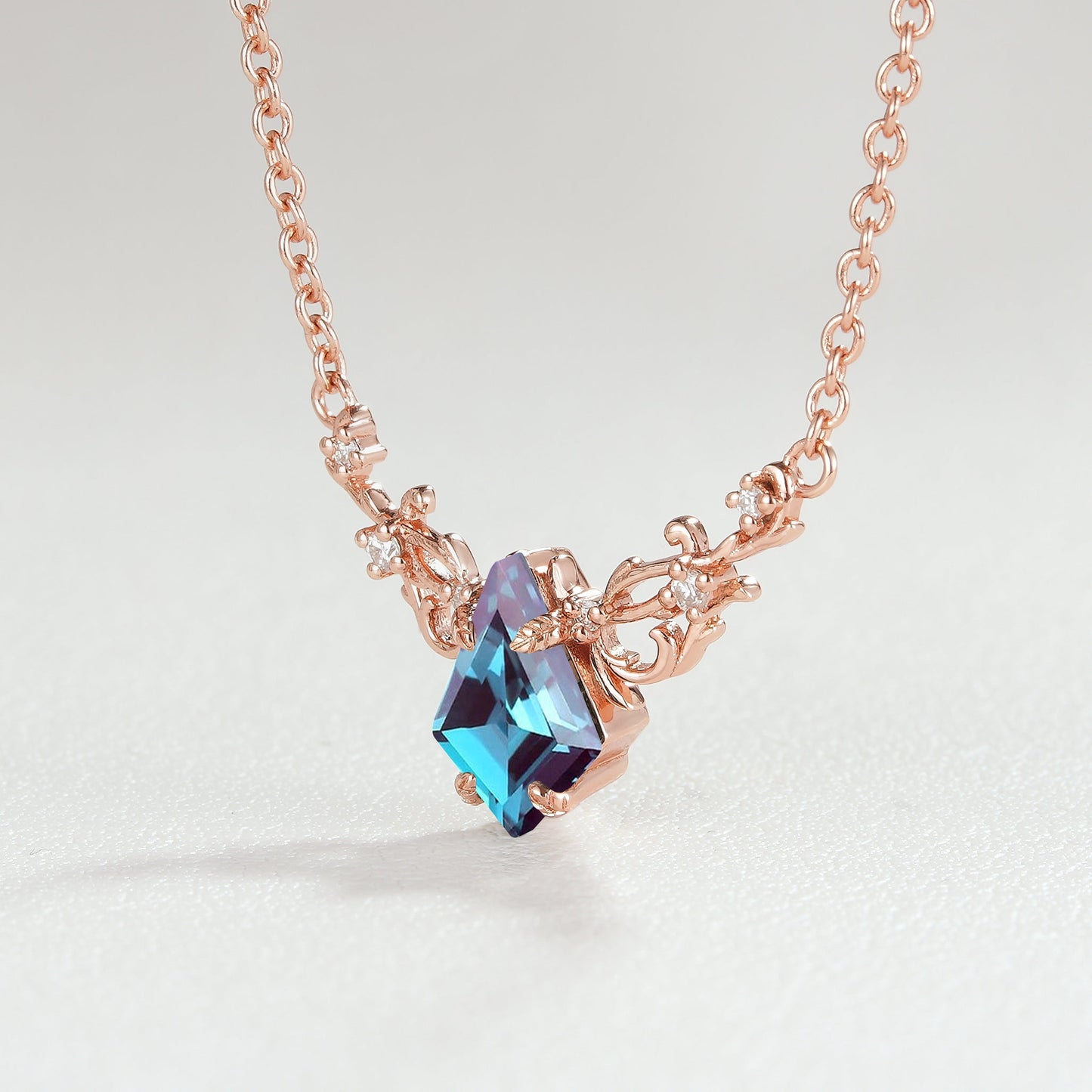 Nature Inspired Kite Cut Alexandrite Necklace