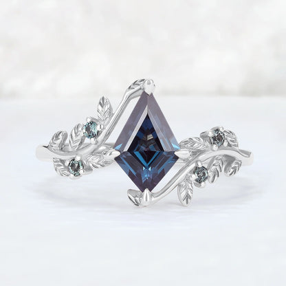 Nature Inspired Kite Cut Alexandrite Vine Engagement Ring