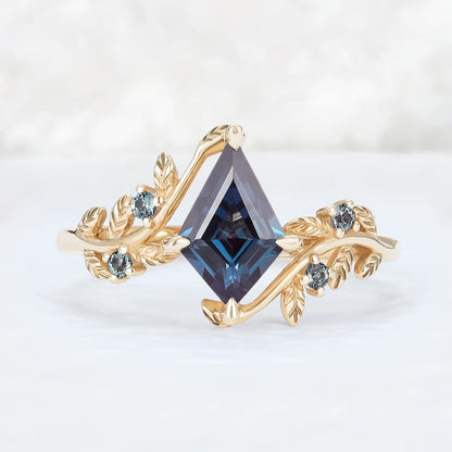 Nature Inspired Kite Cut Alexandrite Vine Engagement Ring