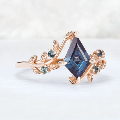 Nature Inspired Kite Cut Alexandrite Vine Engagement Ring