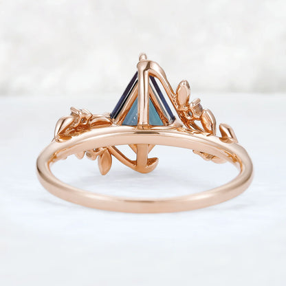 Nature Inspired Kite Cut Alexandrite Vine Engagement Ring