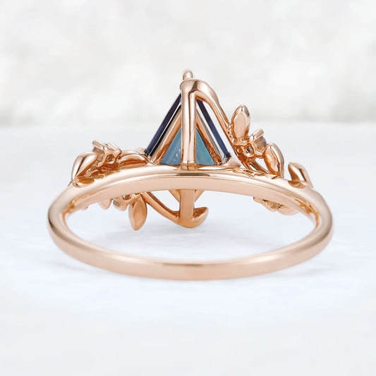 Nature Inspired Kite Cut Alexandrite Vine Engagement Ring