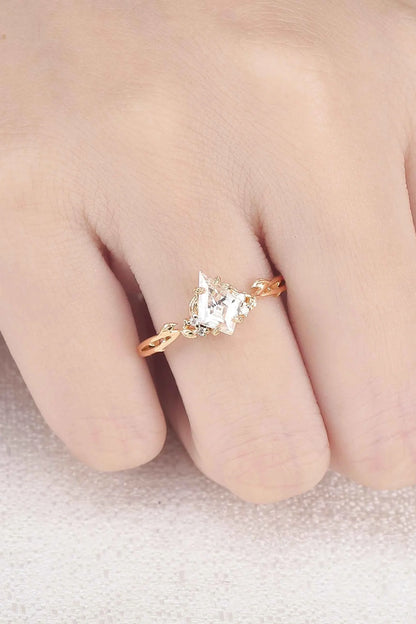Nature Inspired Kite Cut Moissanite Leaf Gemstone Ring