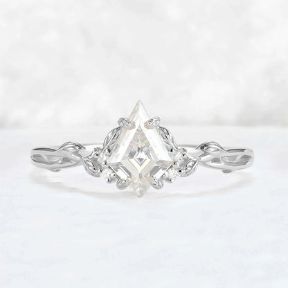 Nature Inspired Kite Cut Moissanite Leaf Gemstone Ring
