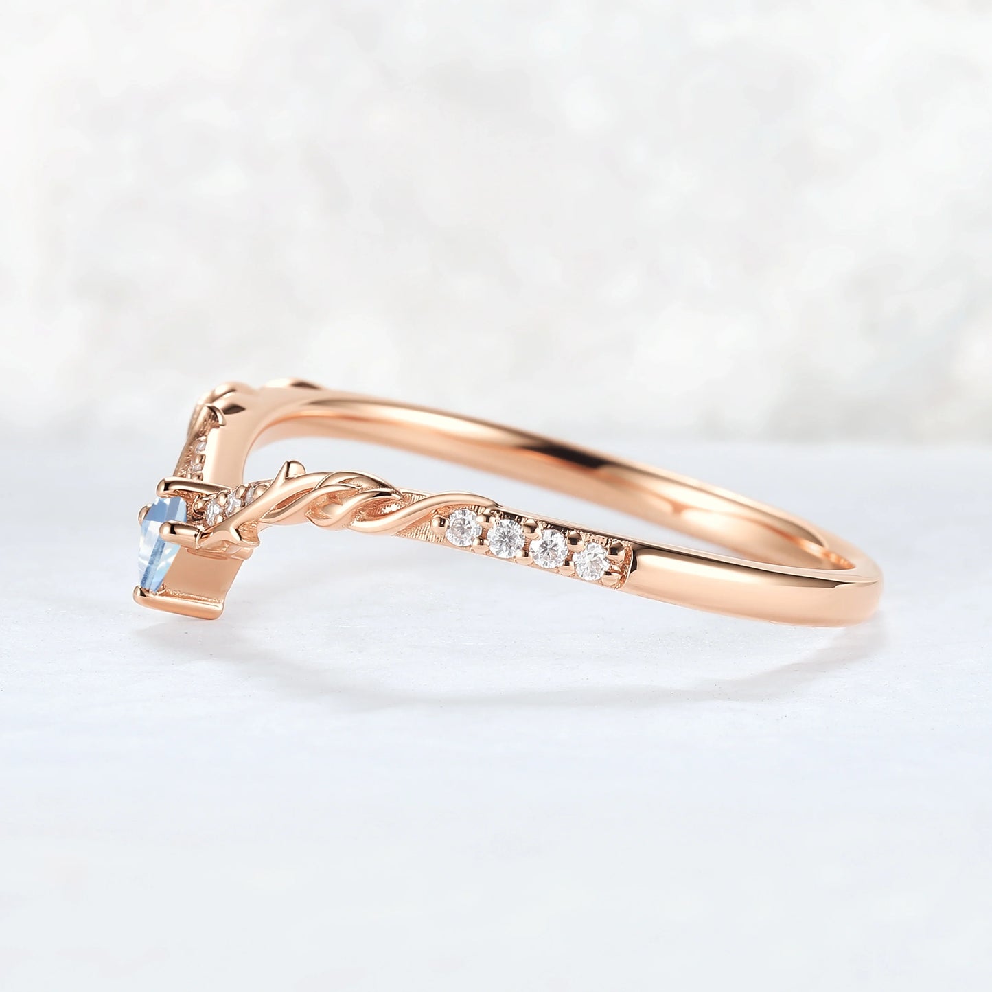 Nature Inspired Kite Cut Moonstone Twig 'Antlers' Stacking Ring