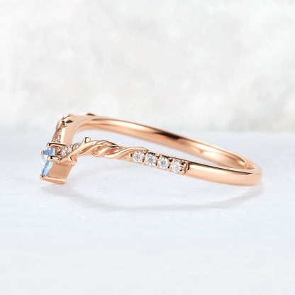 Nature Inspired Kite Cut Moonstone Twig 'Antlers' Stacking Ring