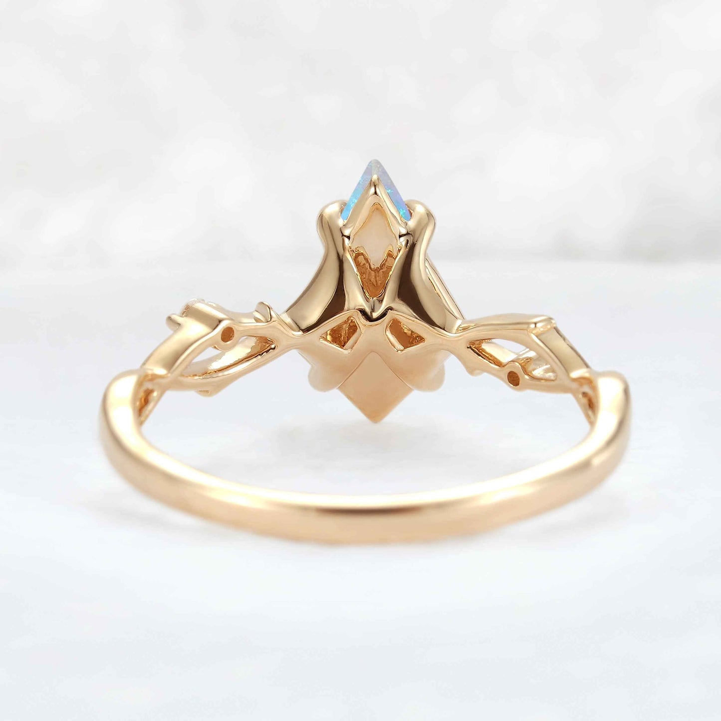 Nature Inspired Kite Cut Natural Opal Vine Gemstone Ring