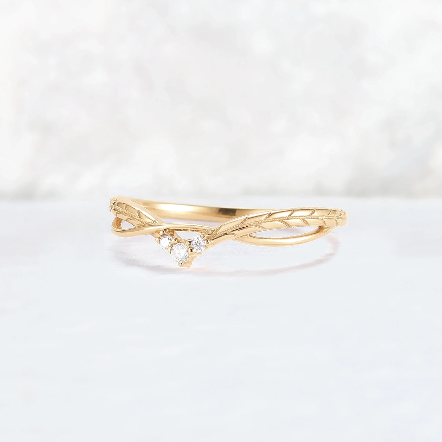 Nature Inspired Leaf Patterns and Vines Stacking Ring