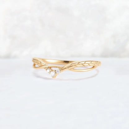 Nature Inspired Leaf Patterns and Vines Stacking Ring