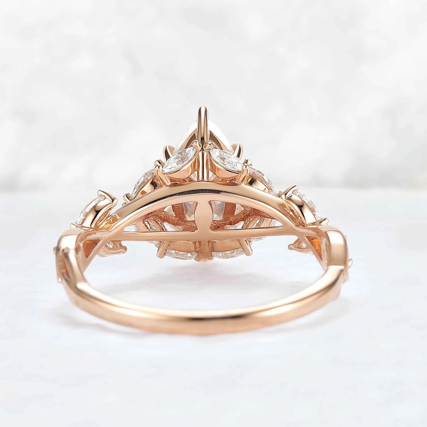 Nature Inspired Marquise Cut Moissanite Gemstone Ring