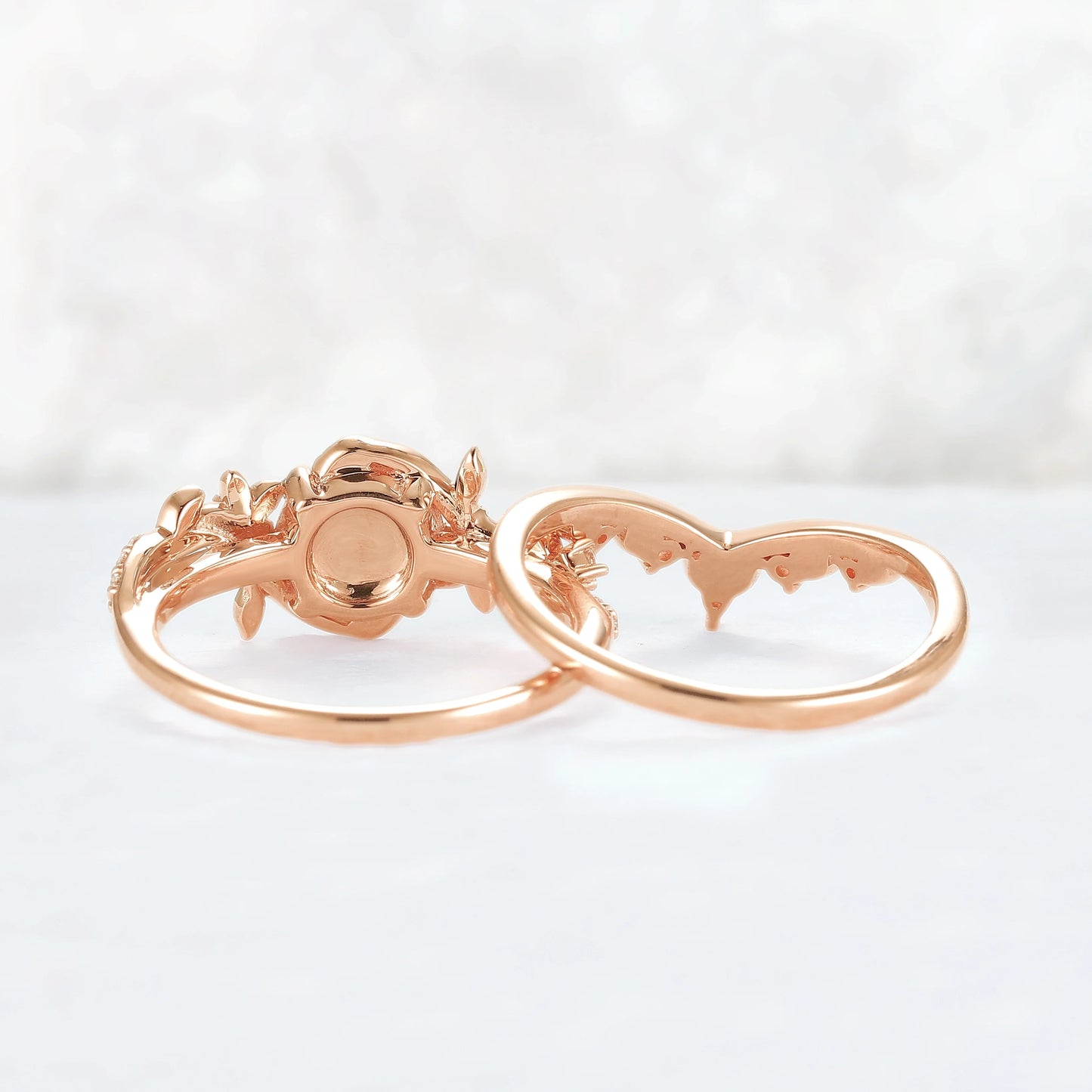 Nature Inspired Opal Flora & Leafy Gemstone Ring 2pcs