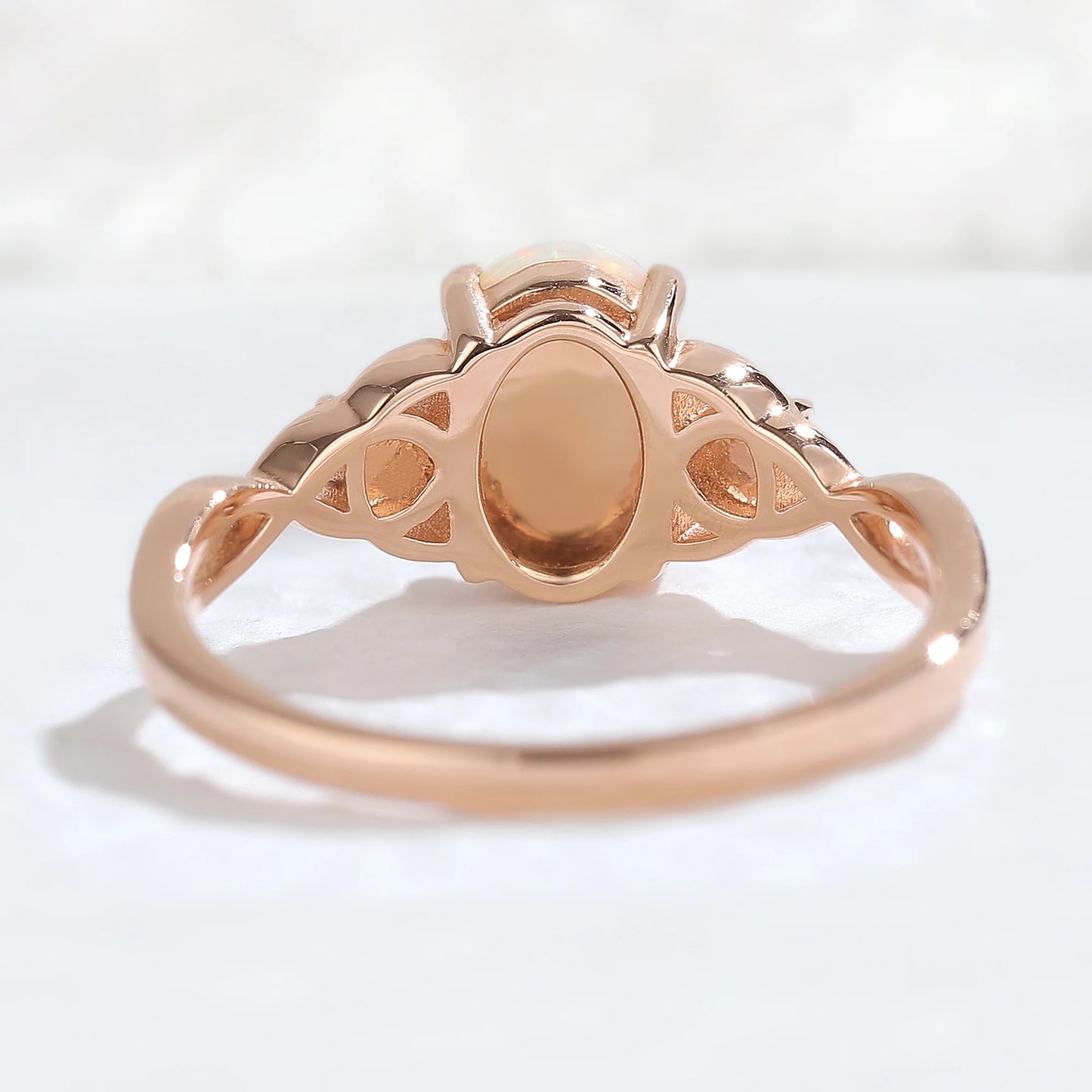 Nature Inspired Oval Opal Vine Twisted Gmenstone Ring