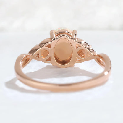 Nature Inspired Oval Opal Vine Twisted Gmenstone Ring