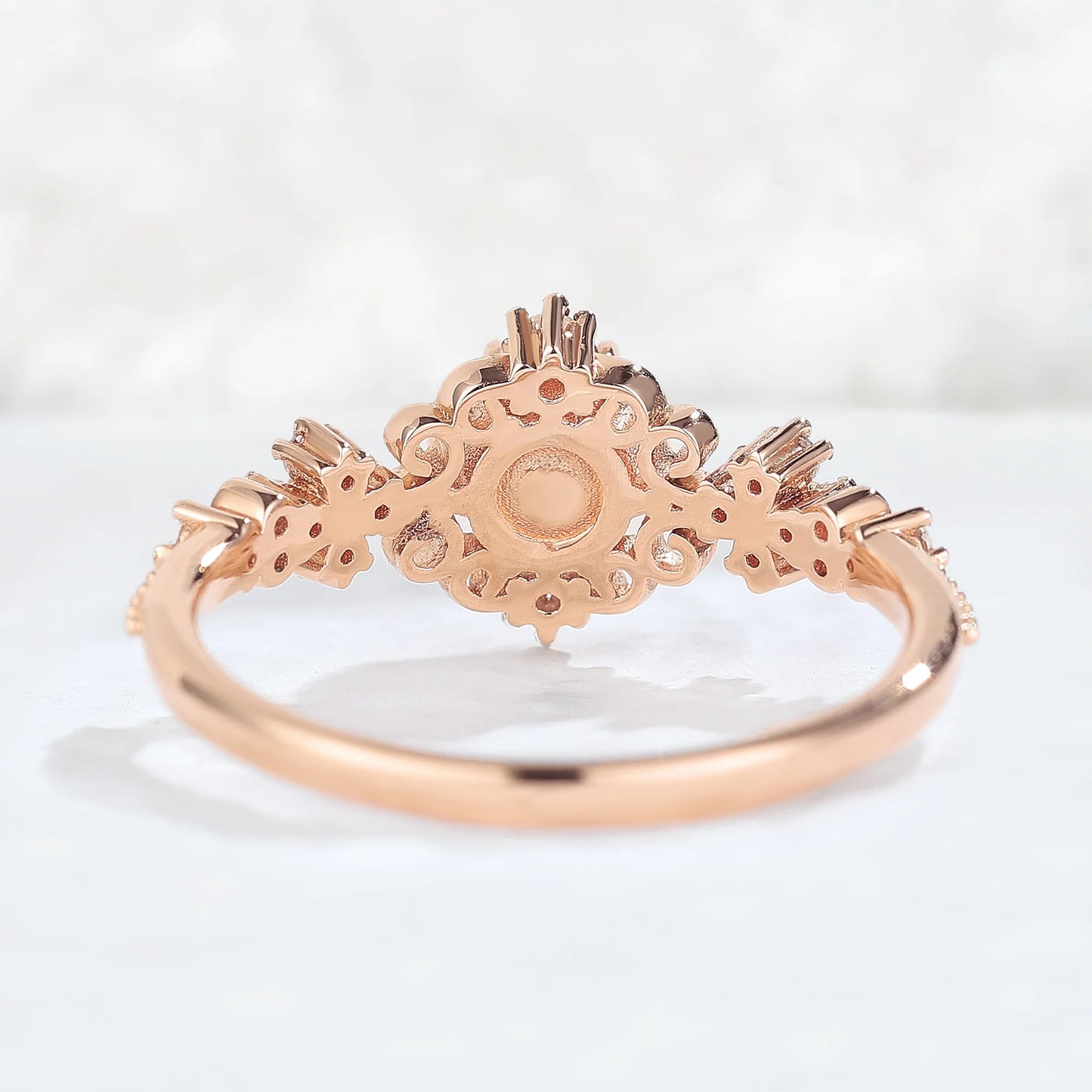 Nature Inspired Pearl and Moissanite Vine and Floral Gemstone Ring