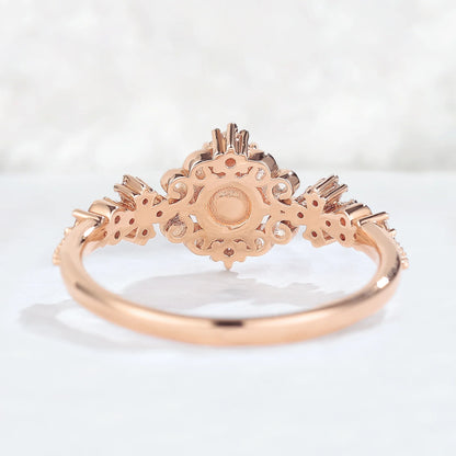 Nature Inspired Pearl and Moissanite Vine and Floral Gemstone Ring