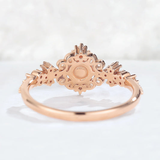 Nature Inspired Pearl and Moissanite Vine and Floral Gemstone Ring