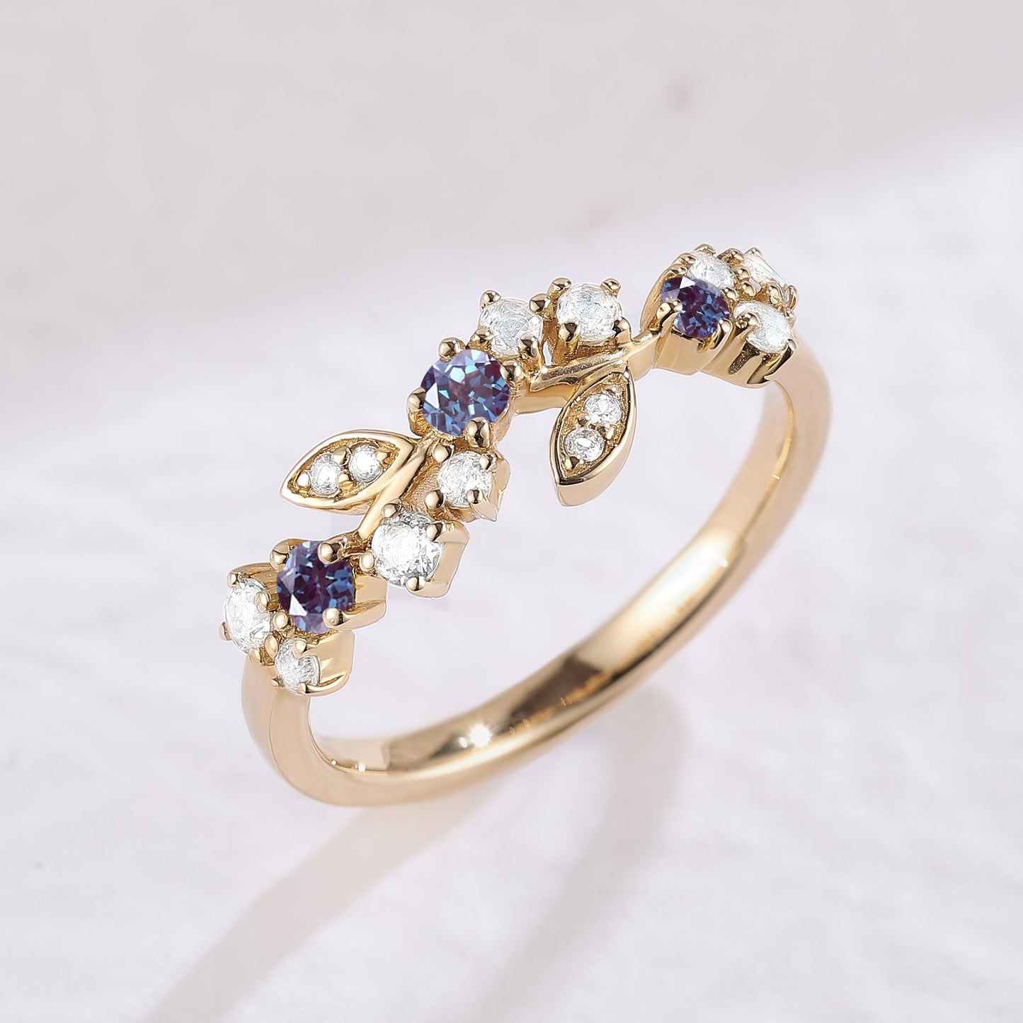 Nature Inspired Round Alexandrite Filigree Gemstone Ring